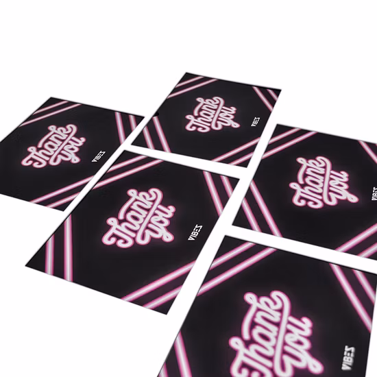 Venda por atacado de papel revestido colorido personalizado com vários designs, cartão de agradecimento